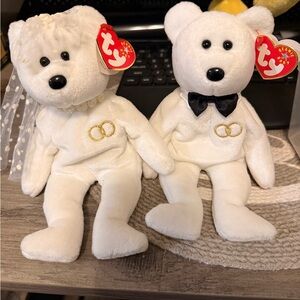 Ty Wedding Bears with Gold Rings